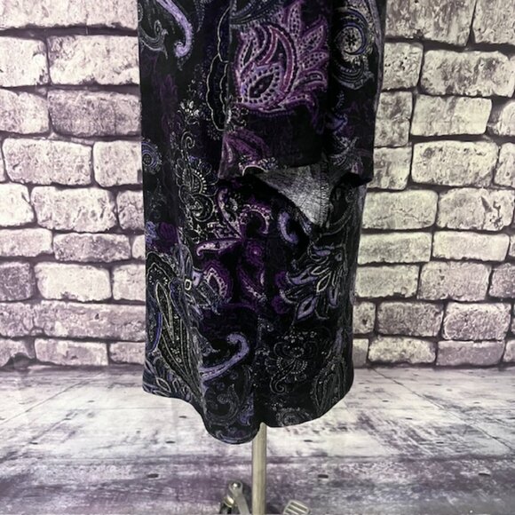 Emma & Michele Black & Purple Paisley Long Sleeve Dress Size M - Picture 4 of 8
